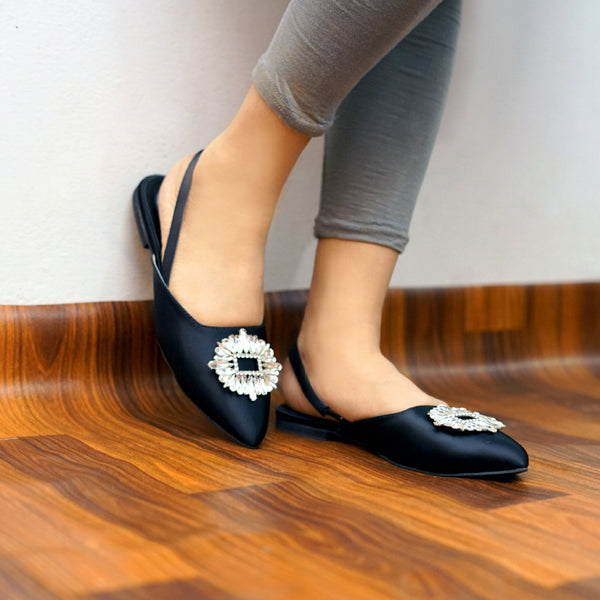 Black Slingback Flat